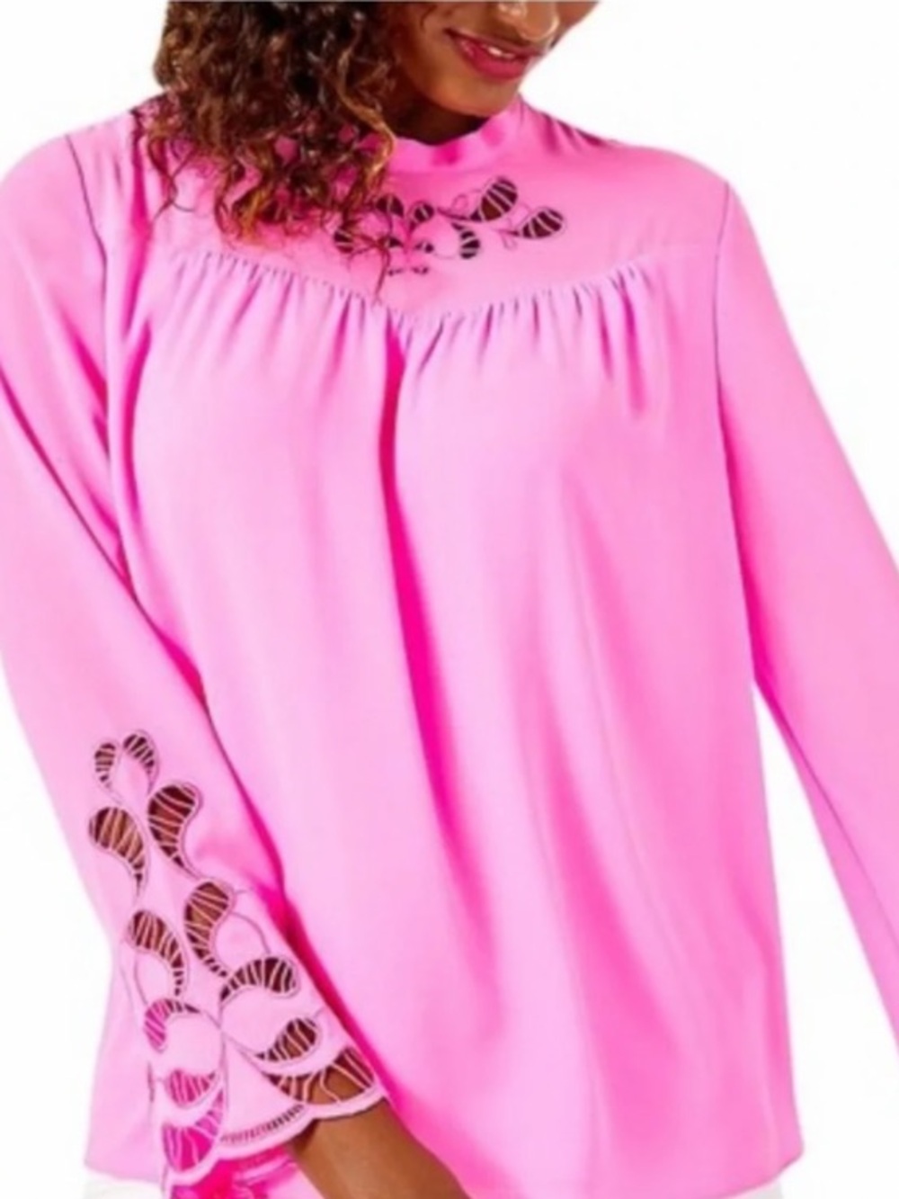 NWT Lilly Pulitzer Pheobe Top Chiffon Blouse Women’s XL Prosecco Pink Business